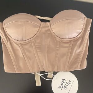 Princess Polly Endless Love Satin Corset Top in Champagne